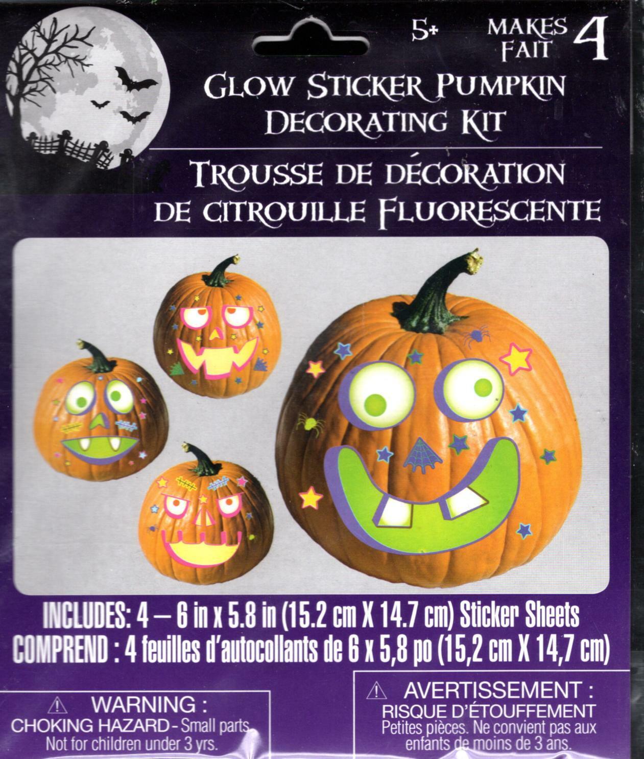 Halloween Glow Pumpkin Decorating Kits- Makes 4