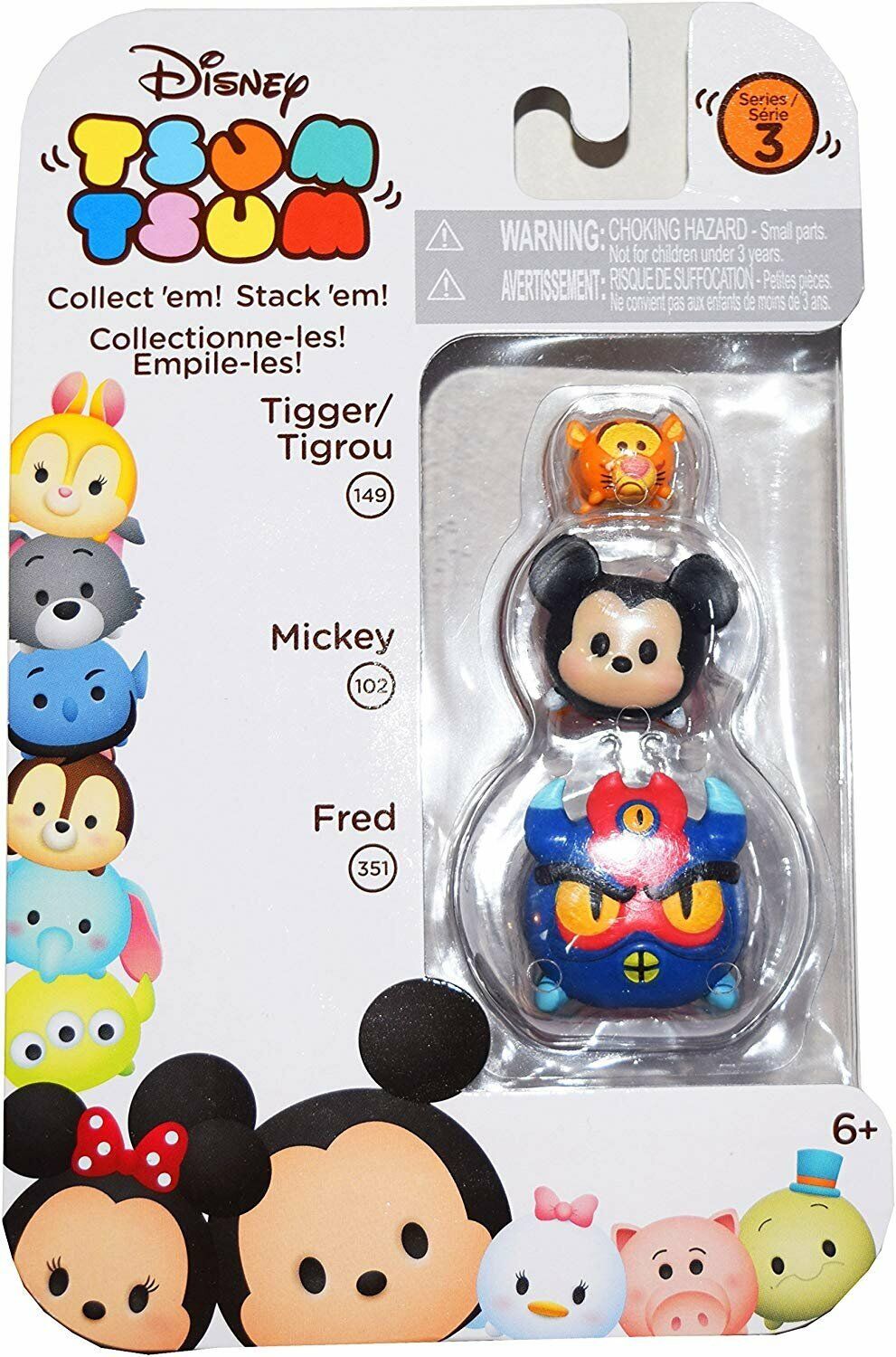 Disney Tsum Tsum Series 3 Tigger, Mickey & Fred 1" Minifigure 3-Pack