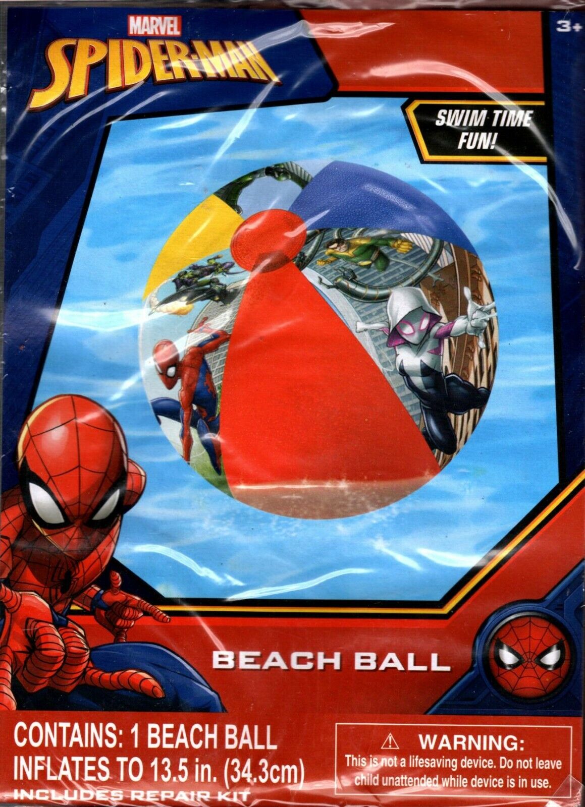Marvel Spider-Man - Beach Ball - Includes Repair Kit Inflates to 13.5 in