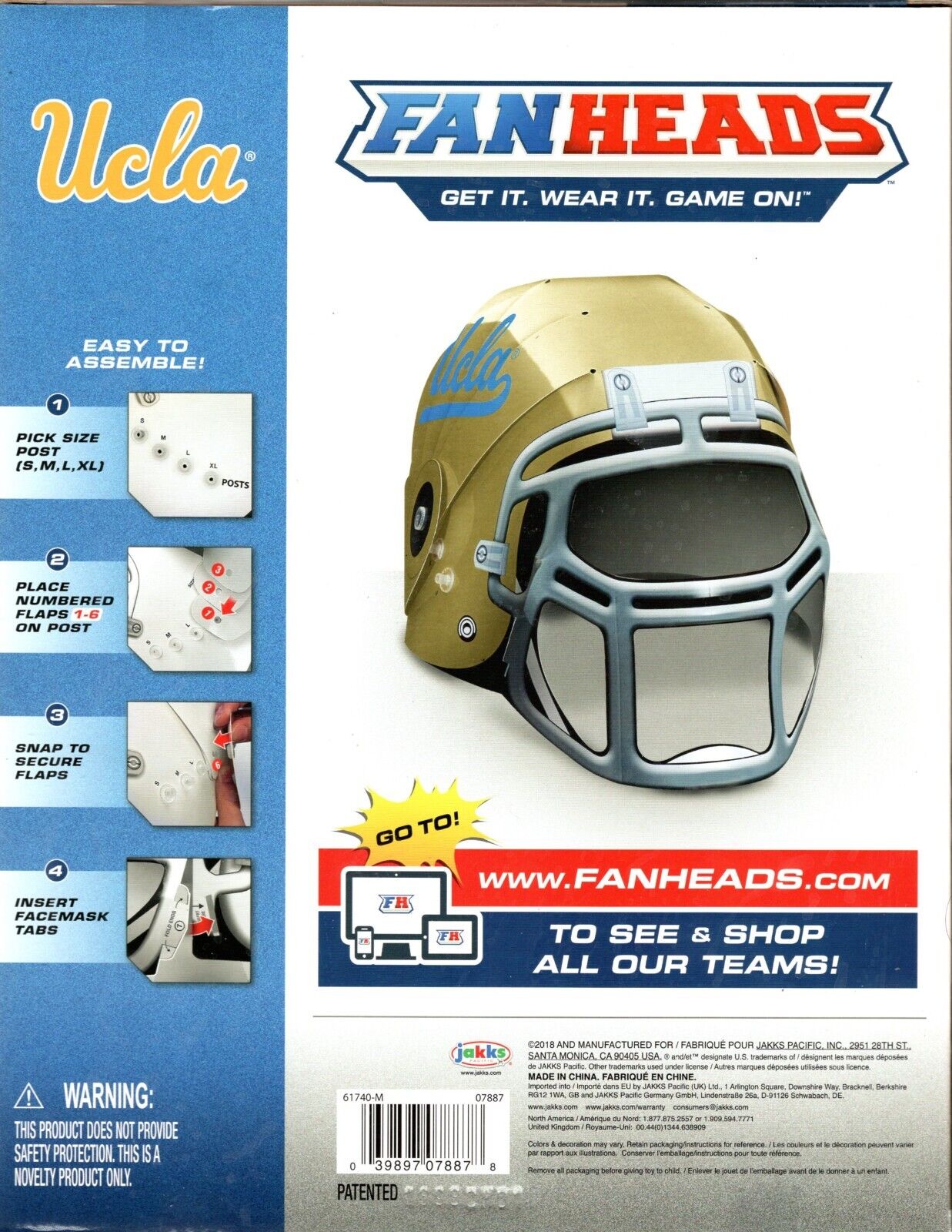 UCLA-FanHeads-Wearable College Football-Collectible-Authentic Replica Helmet