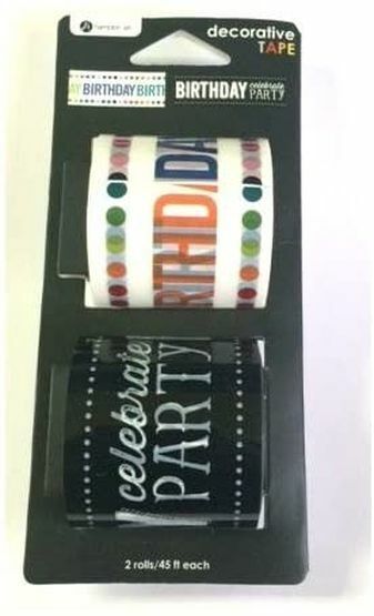 Hampton Art Decorative Tape Happy Birthday 50074 - 2 Rolls / 45 ft Each