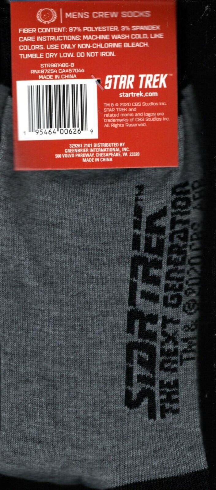 Star Trek Men's Crew Socks Size 10-13