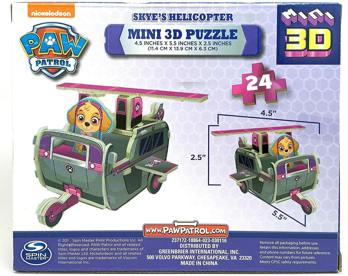 Paw Patrol Skye's Helcopter Mini 3D Puzzle