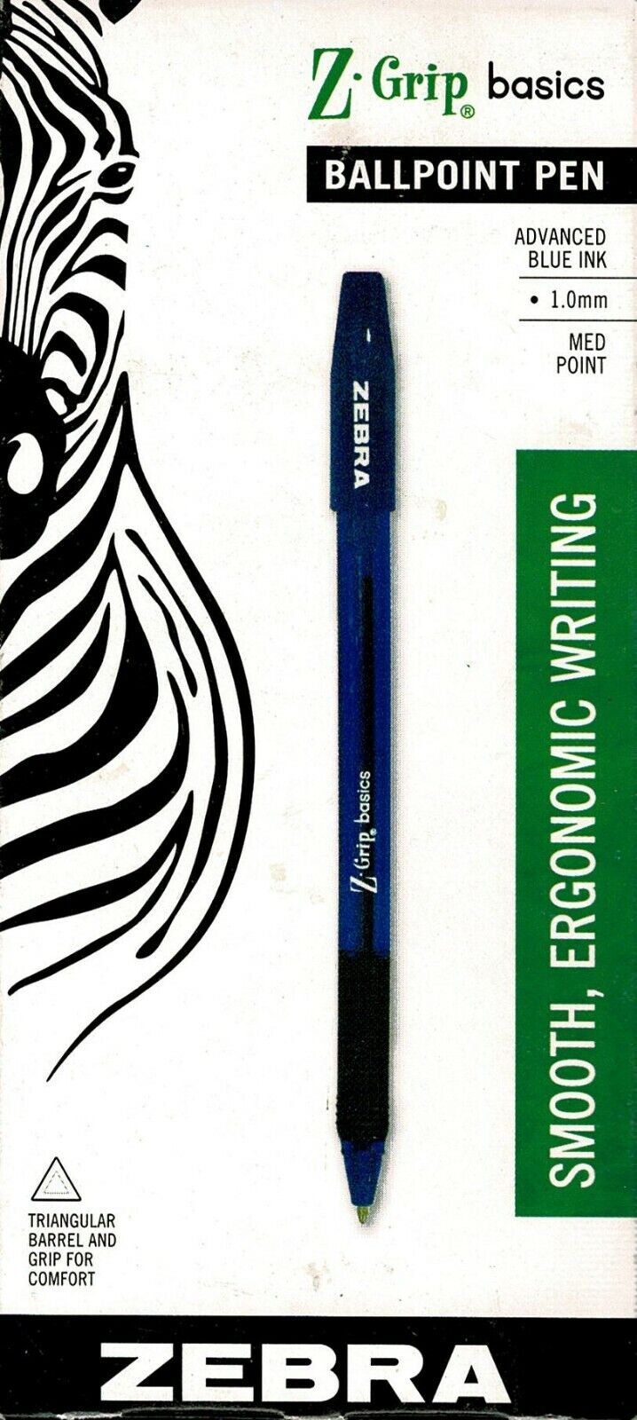 Zebra Z-Grip Basics Ballpoint Pen 1.0mm Medium Pt. Advanced Blue Ink. (Set of 2)