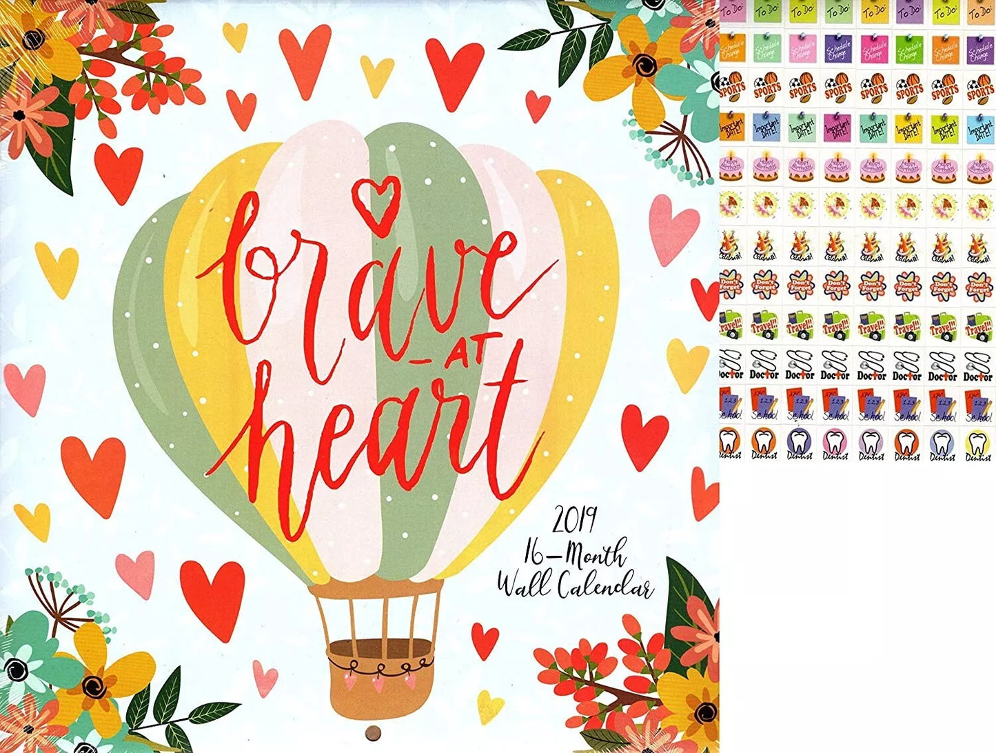 VISTA 2019 Brave at Heart - 16 Month Wall Calendar + 120 Reminder Stickers
