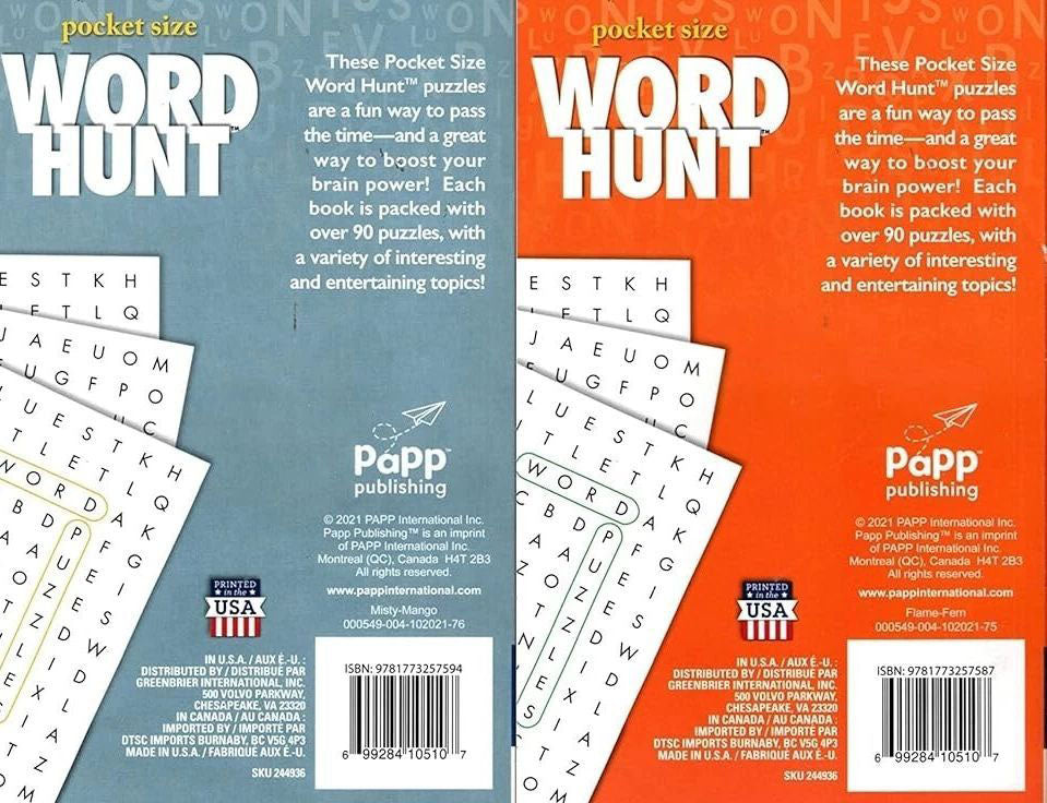 Large Print Word Hunt - All New Puzzles - (Pocket Size) - Vol.75-76 (Set of 2)