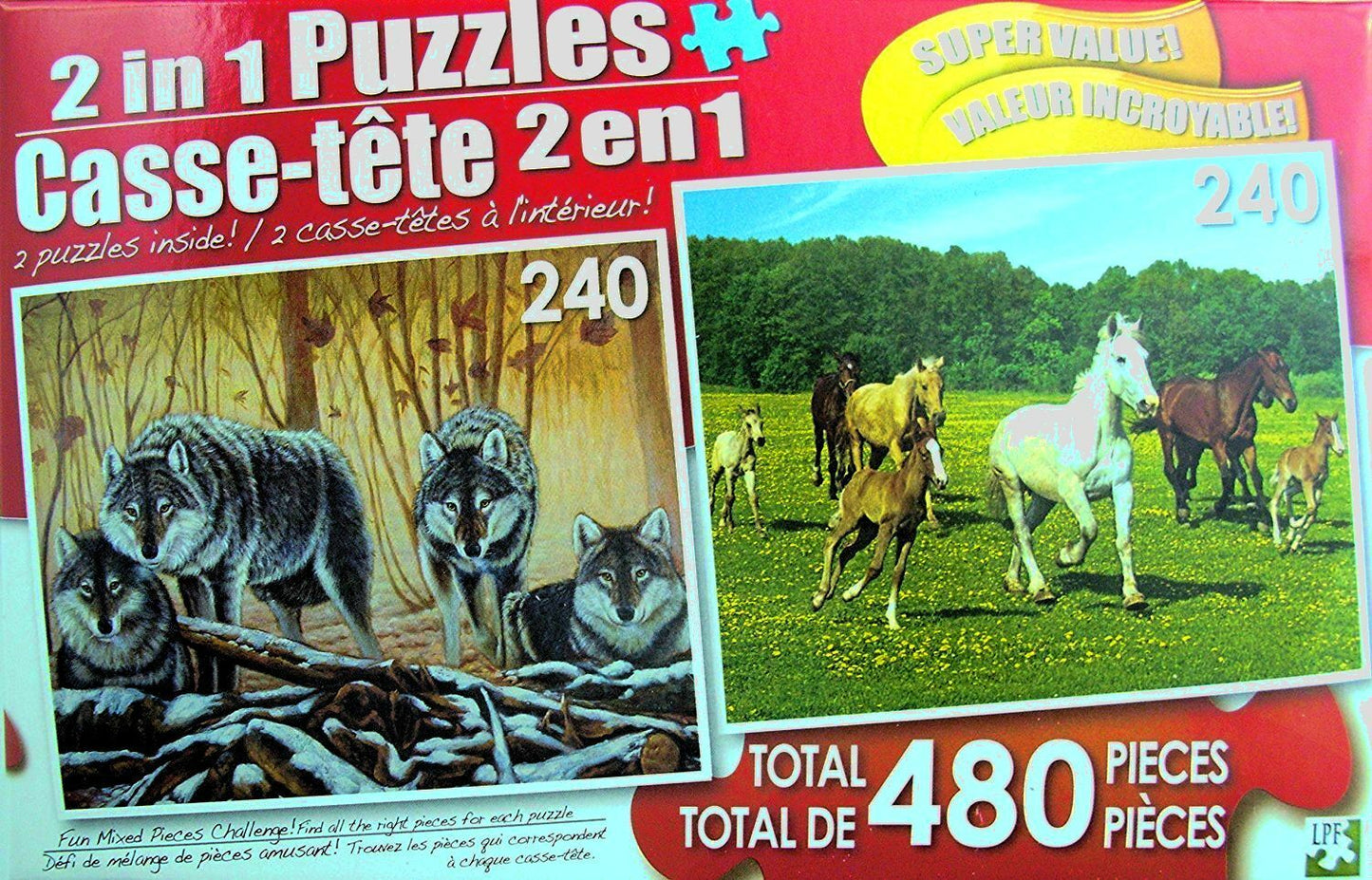 LPF 480 Piece 2-in-1 Puzzle ~ the Wolf Lair & Running Free