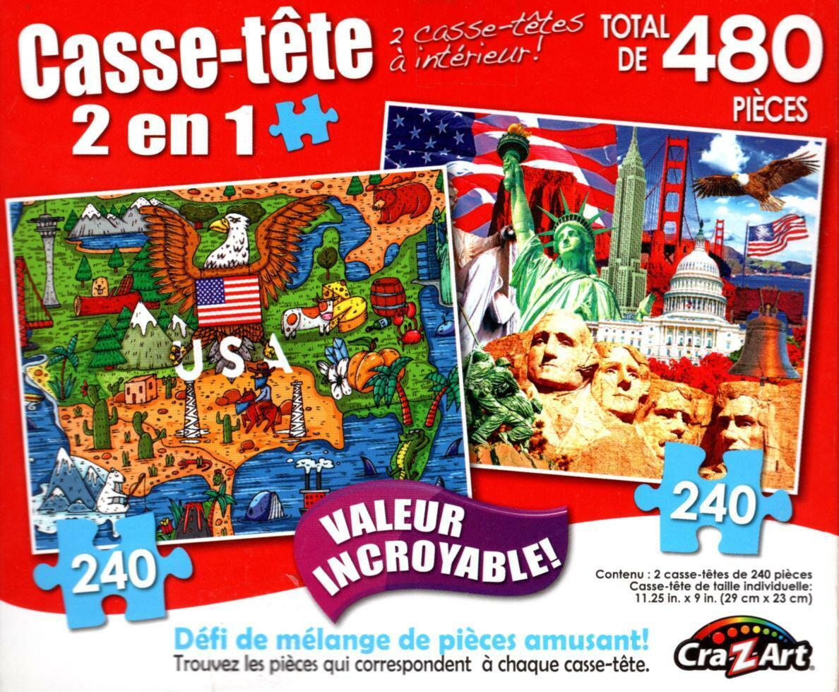 Made in America / The Land of the Free - Total 480 Piece 2 in 1 Jigsaw Puzzles