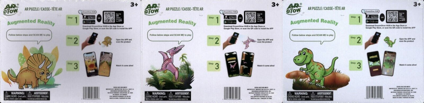 Jigsaw Board Puzzles AR Glow Games Dinosaurs (Set of 3 Pack)