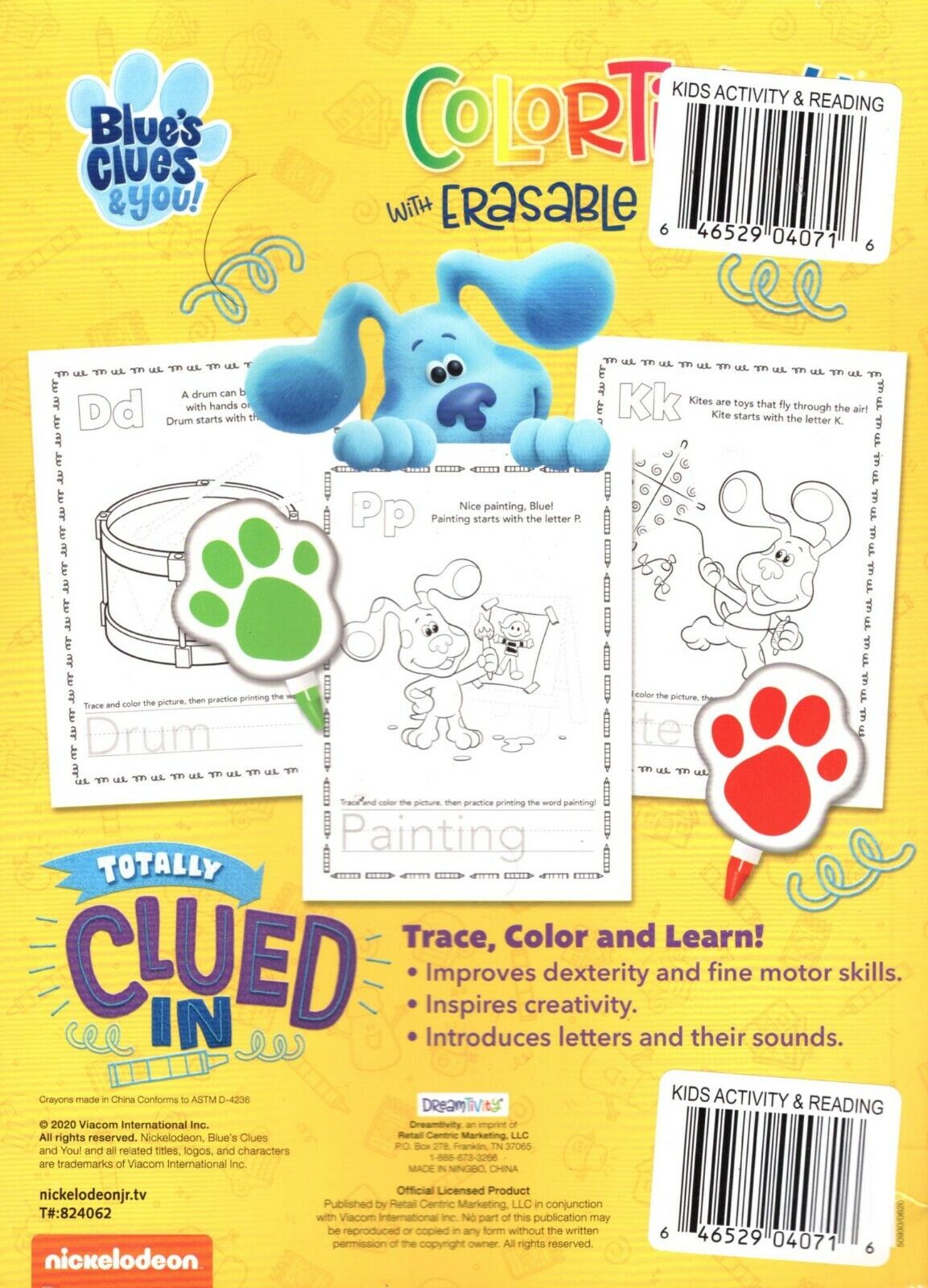 Colortivity Nickelodeon Blue`s Clue`s - ABC Workbook with Erasable Crayons