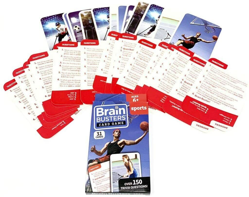 Brain Busters Card Game - Sports - with Over 150 Trivia Questions