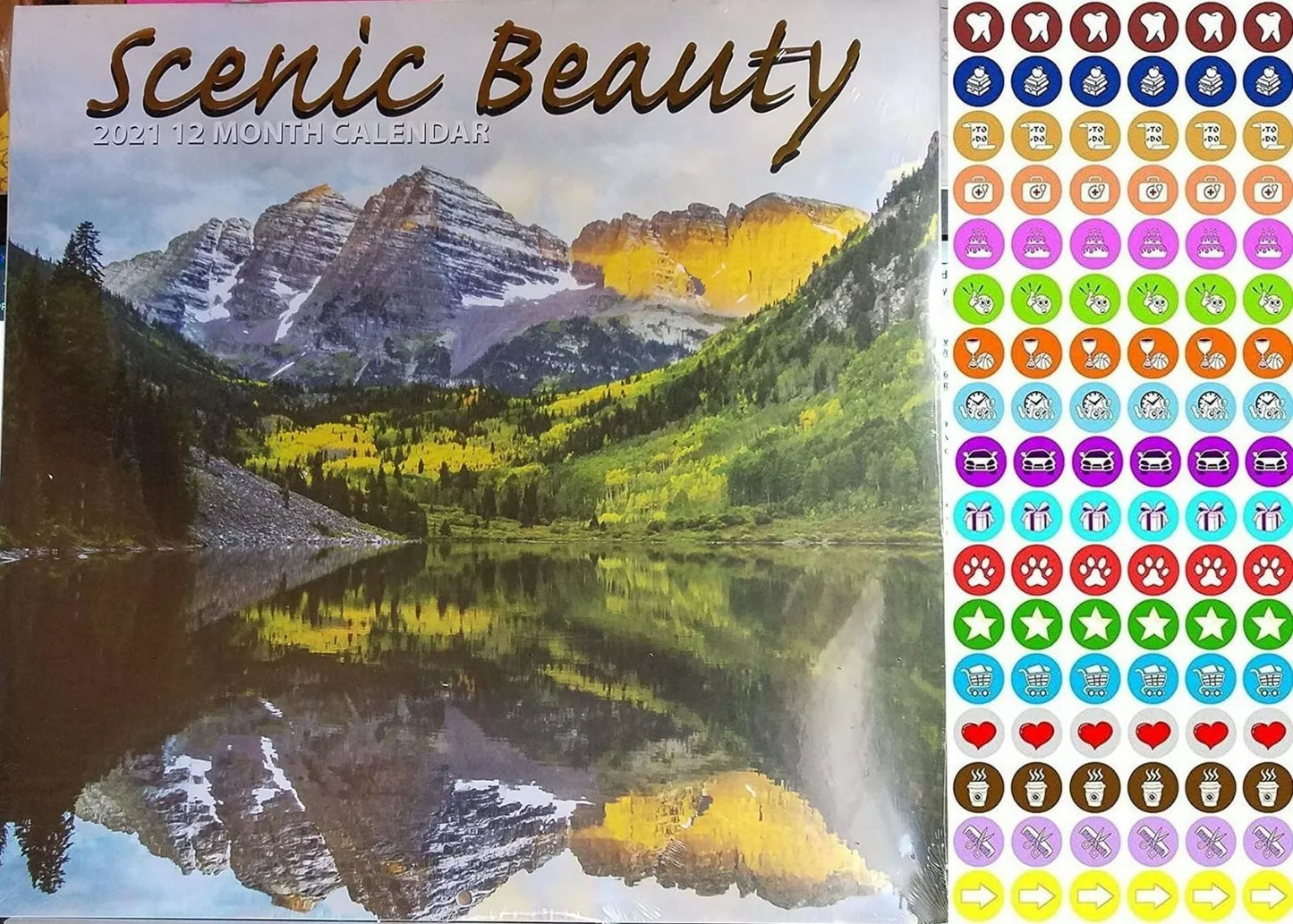 2021 16 Month Wall Calendar - Scenic Beauty - with 100 Reminder Stickers