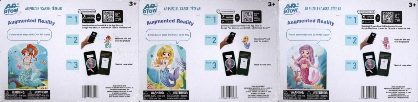 Jigsaw Board Puzzles AR Glow Games Mermaid (Set of 3)