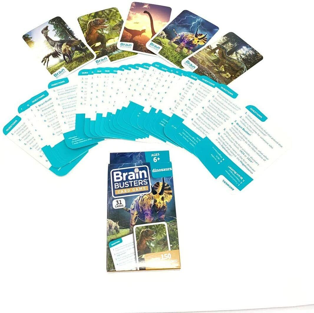 Brain Busters Card Game (Dinosaurs) with Over 150 Trivia Questions Educational
