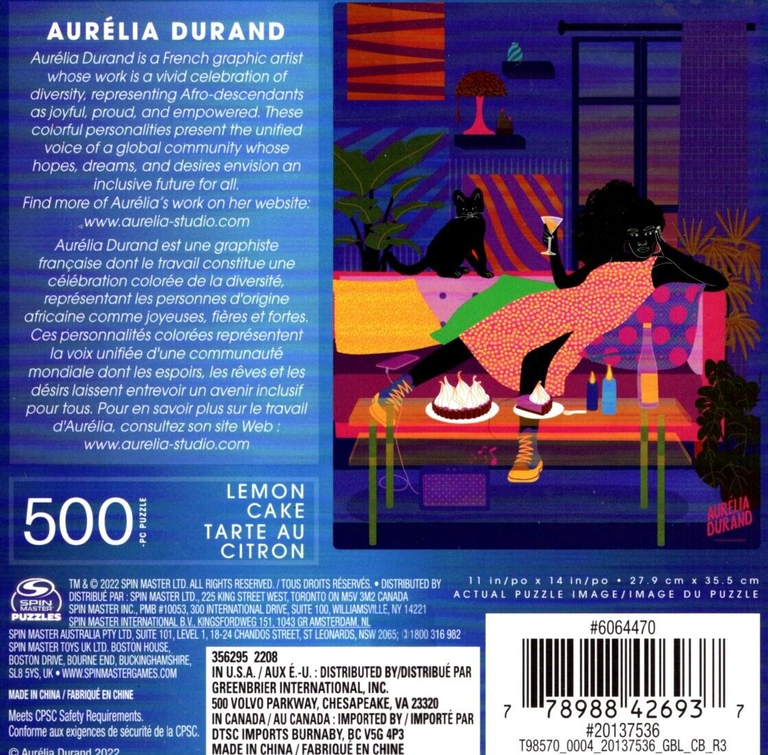 500 Pc Puzzle - Artist Spotlight Series - Aurelia Durand - Lemon Cake