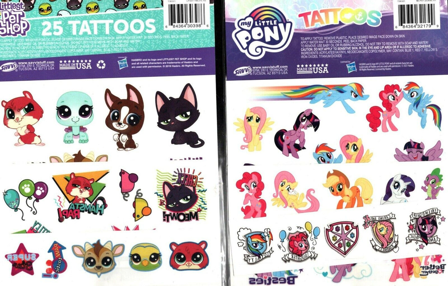 Littlest Pet Shop and My Little Pony - 25 Tattoo (Set of 2 Pack 50 Tattoos)