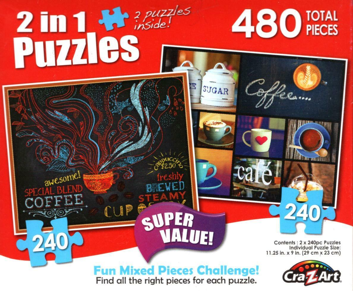 Coffee Shop Sign / Coffee - Total 480 Piece 2 in 1 Jigsaw Puzzles