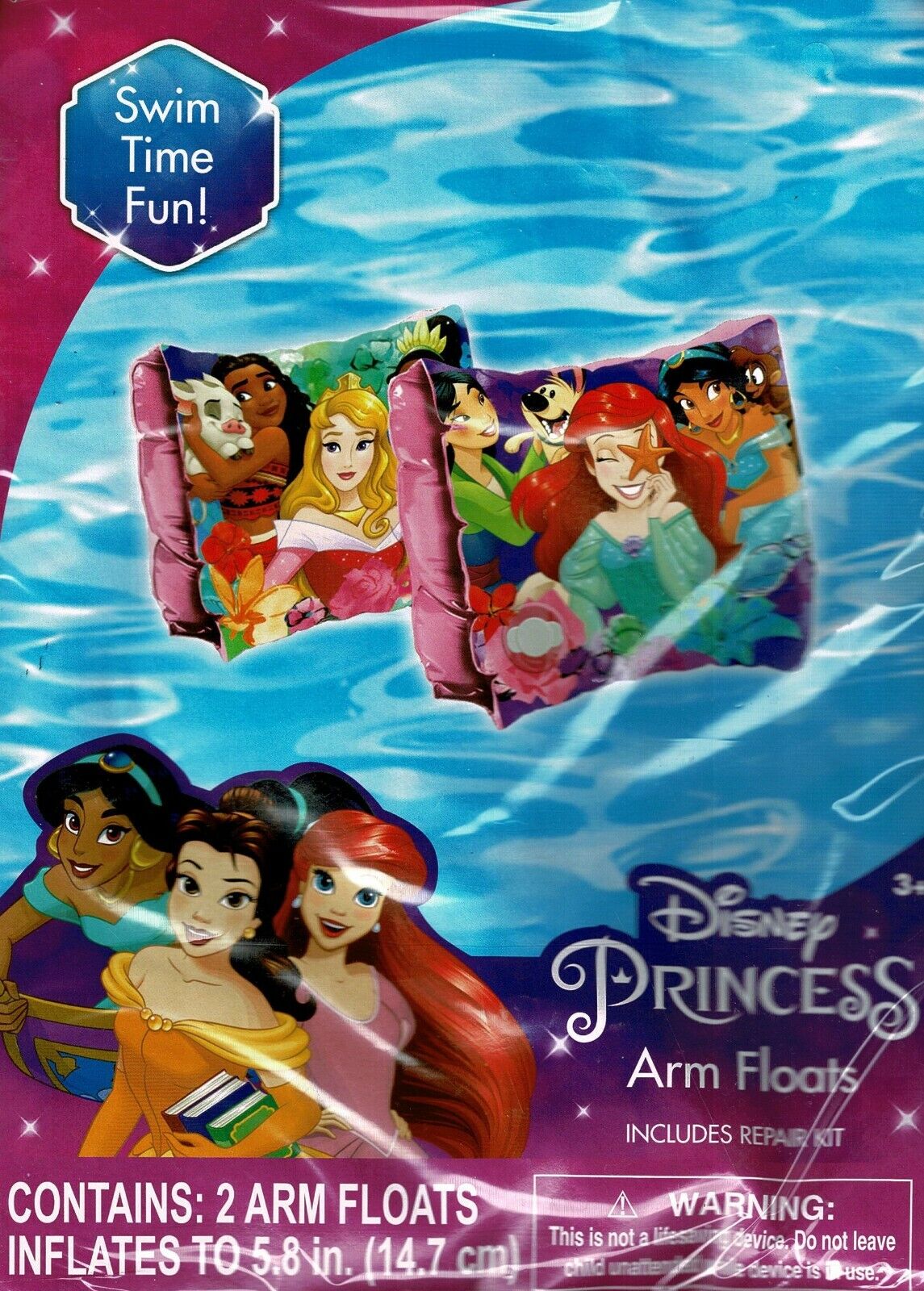 Disney Princess - 2 Arm Floats Swim Time Fun! inflates to 5.8 in (14.7 cm)