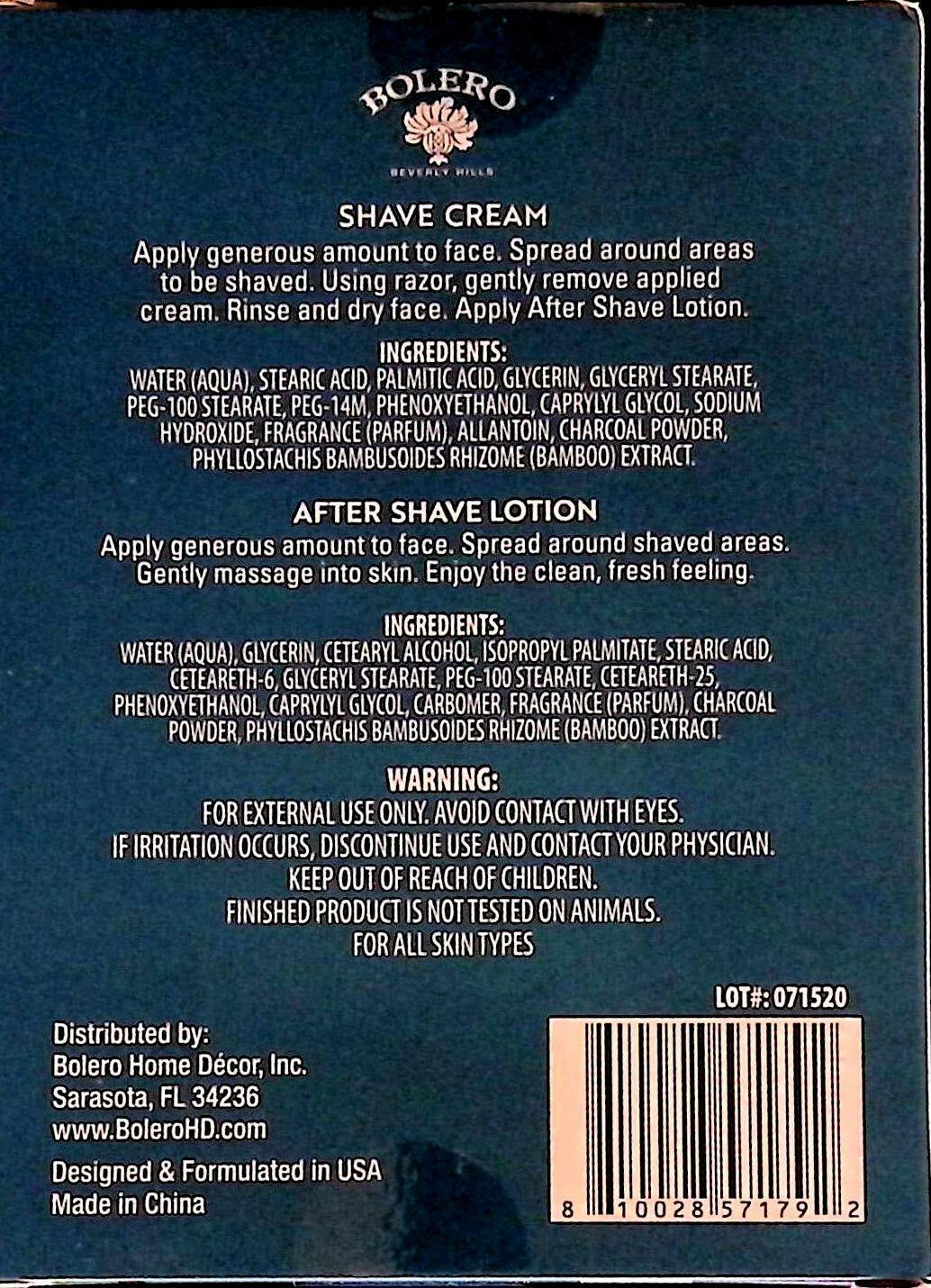 Charcoal + Bamboo Men's Shave & After Shave Lotion Cream 2 Pack Set Moisturize 2
