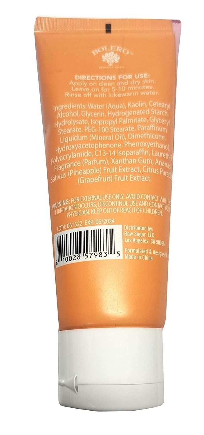 Bolero Soothing Clay Face Mask Pink Pineapple & Grapefruit 2.5fl oz