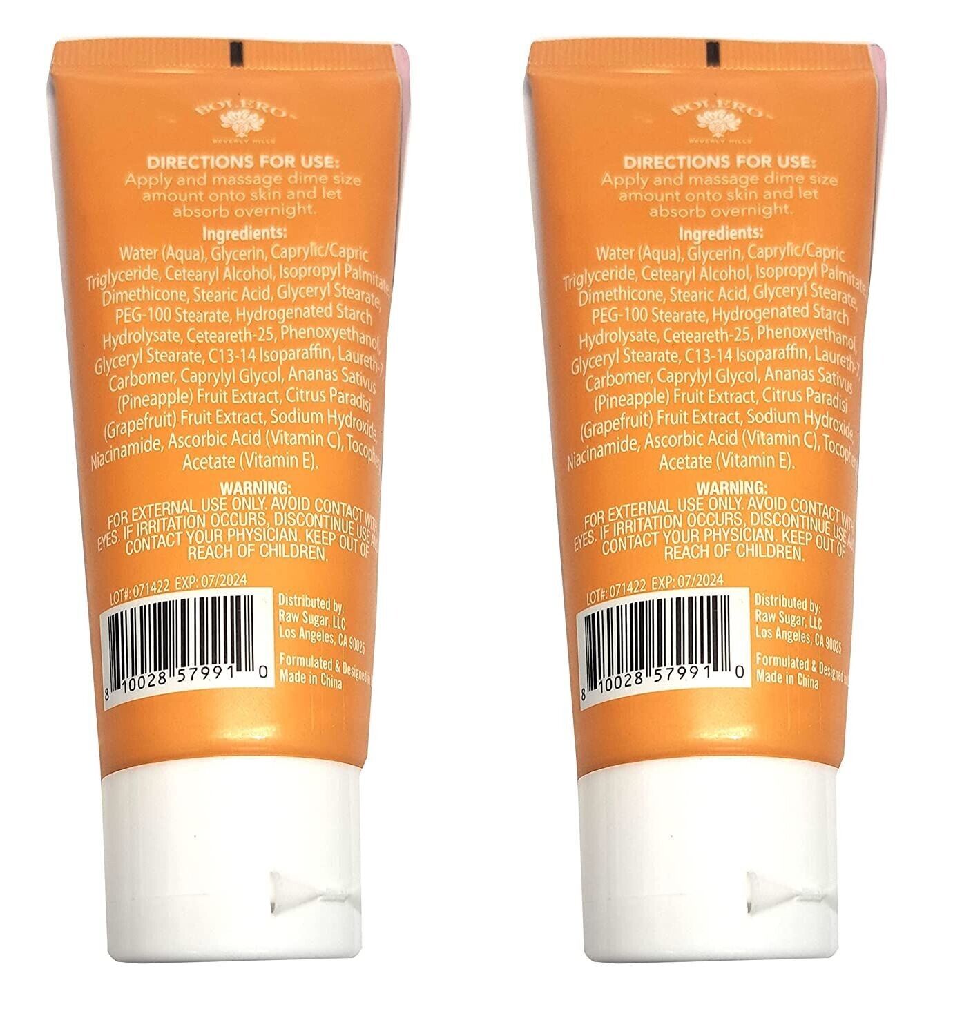 Bolero Soothing Night Cream Pink Pineapple & Grapefruit 2.5fl oz Set of 2