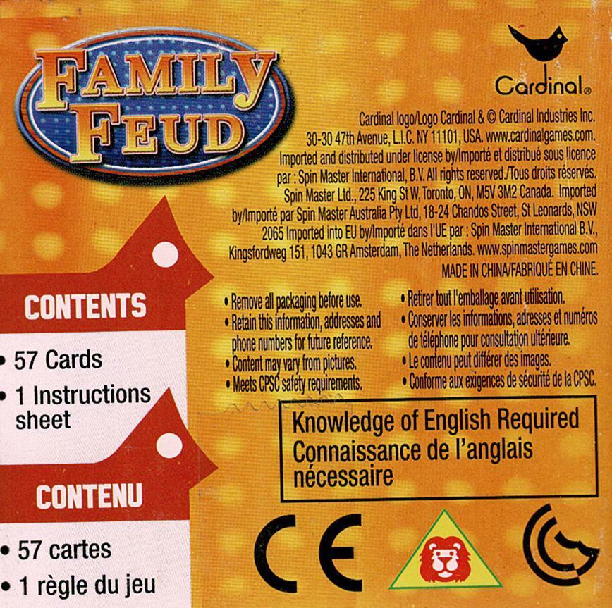 Cardinal Boardgame Family Feud 57 Cards Boxed Game