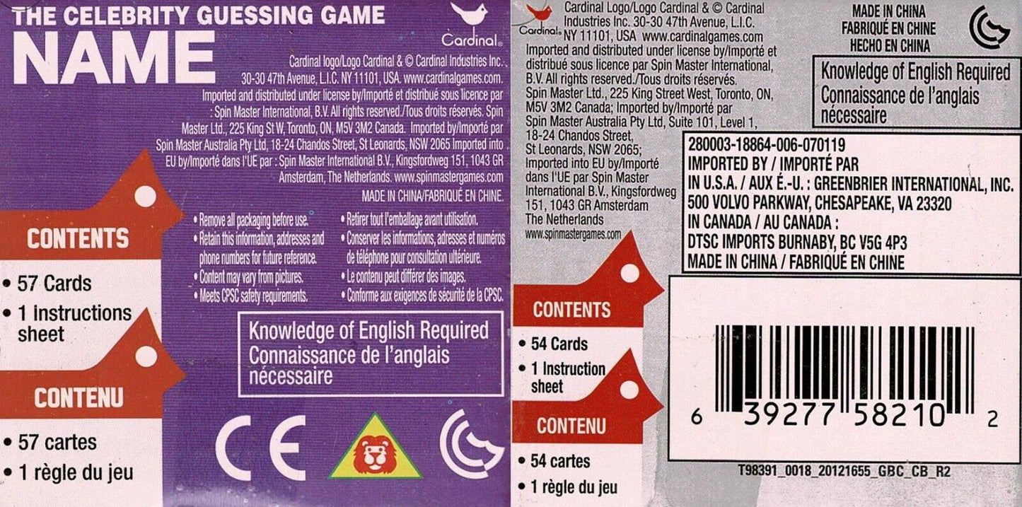 Name & Beat The Parents - The Celebrity Guessing Boxed Cards Game (Set of 2)