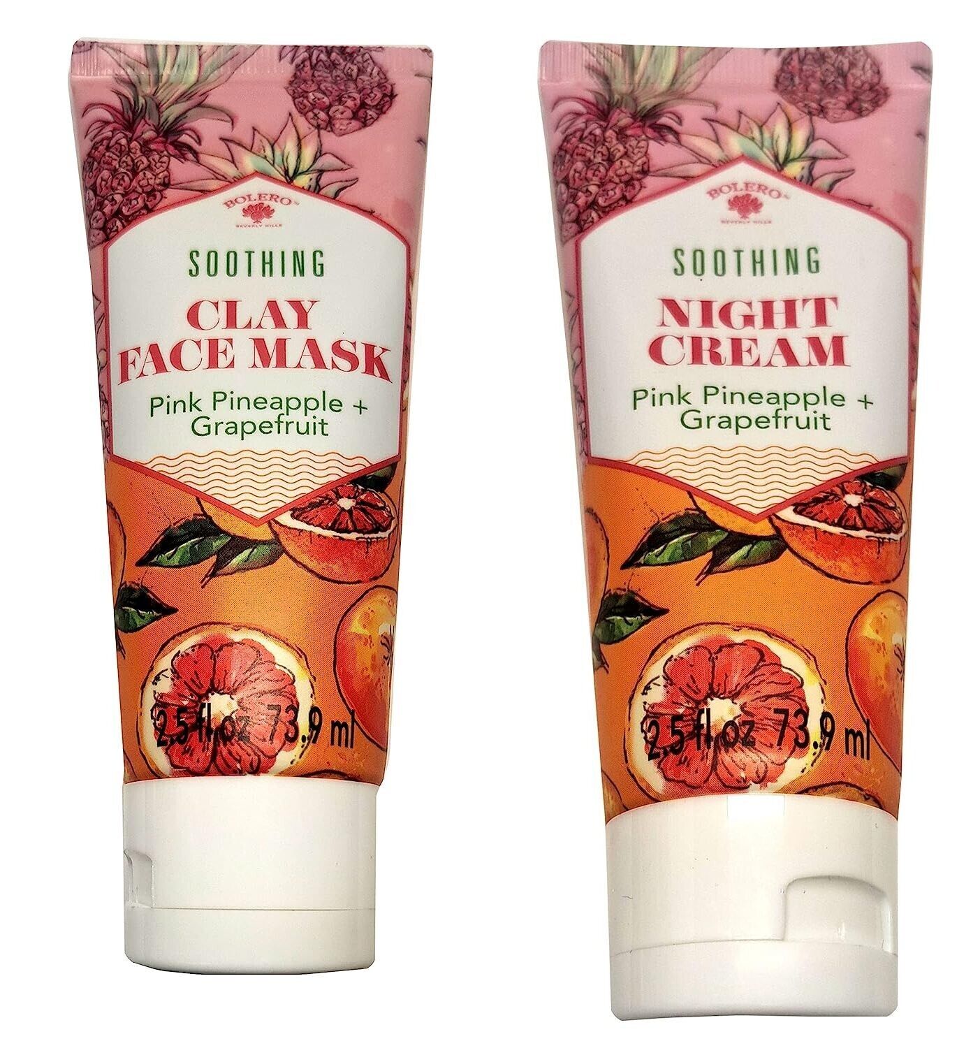 Bolero Soothing Clay Face Mask & Night Cream Pink Pineapple & Grapefruit