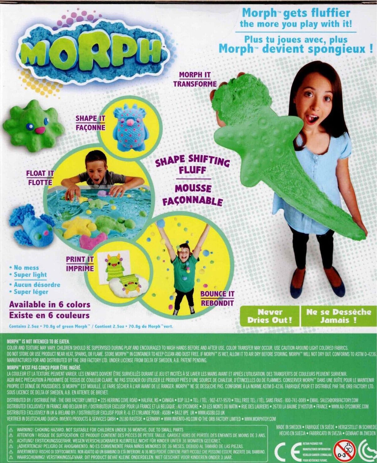 New Morph Molding Dough Sonic Green THE ORB FACTORY foam light clay