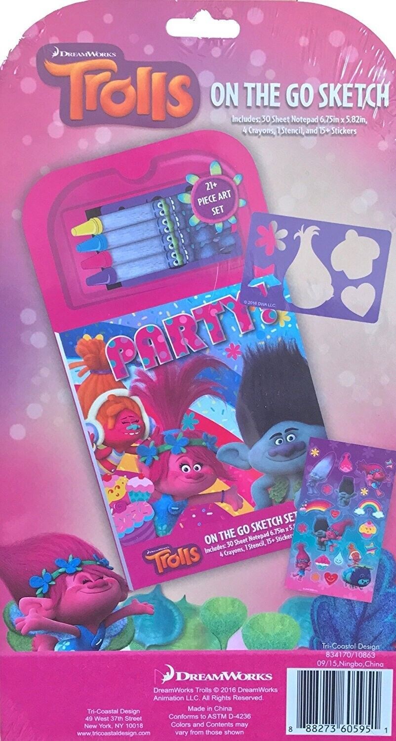 Dreamworks Trolls Children's 21 Pc Art Set On The Go Sketch Set