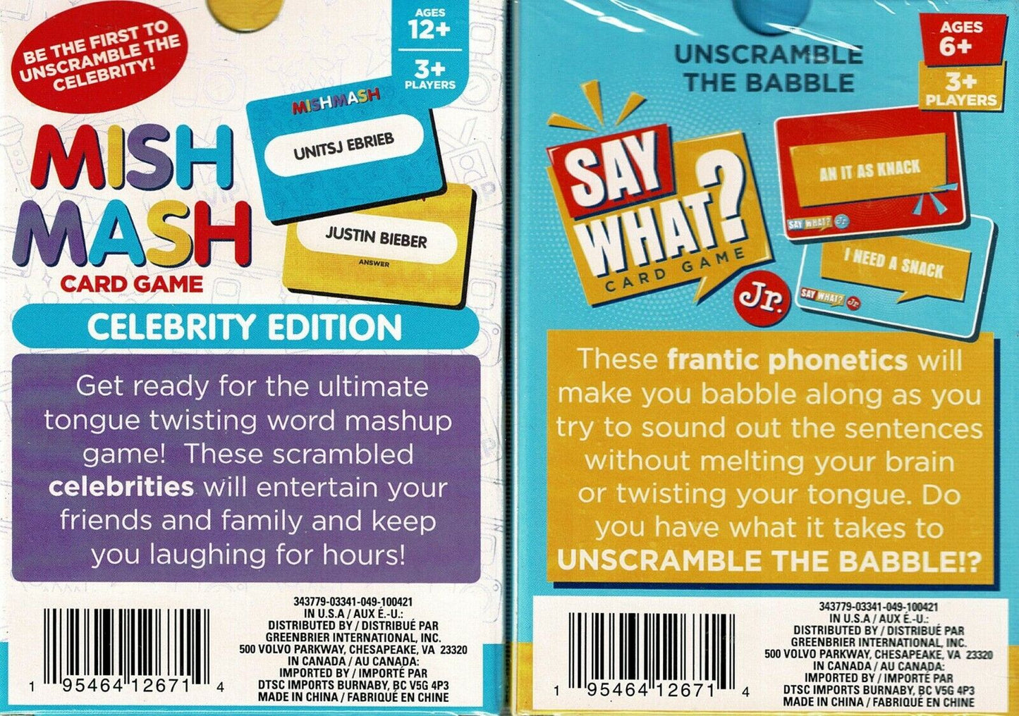 Say What? & Mish Mash - Playing Cards Game (Set of 2 Pack)