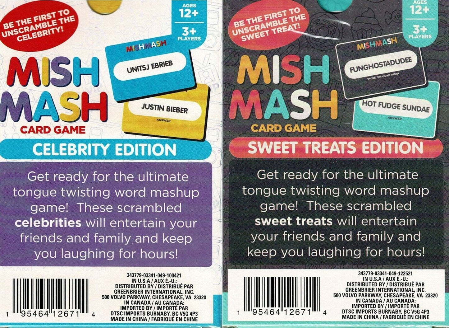 Mish Mash Celebrity Edition + Sweet Treats Edition - Playing Cards Game Set