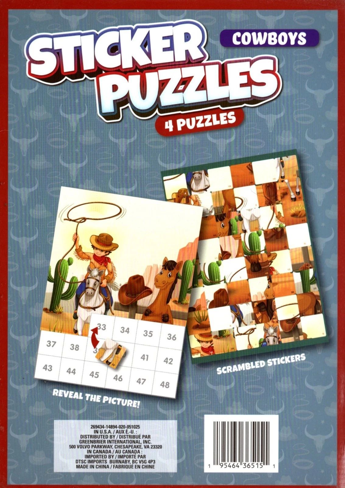 Activity Books for Kids: Sticker Puzzles 2025 - Cowboys