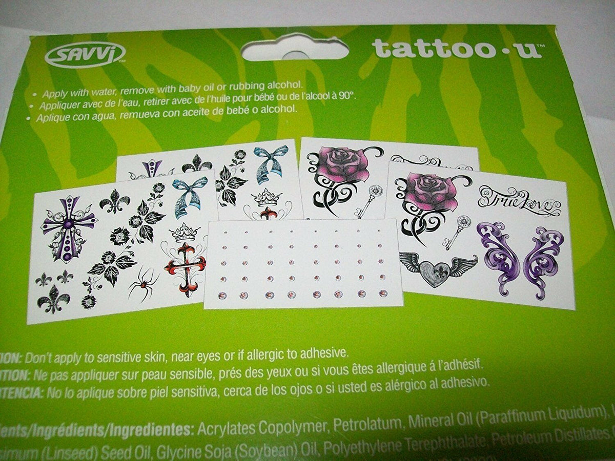 Tattoo - U, 28 Temporary Tattoos and 40 Body Jewels - True Love