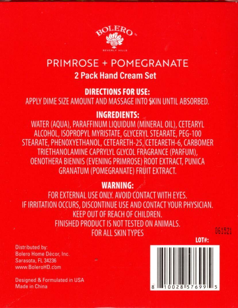 Primrose + Pomegranate Nourish + Hydrate Hand Cream 2 Pack Set Moisturize 2 x 1f