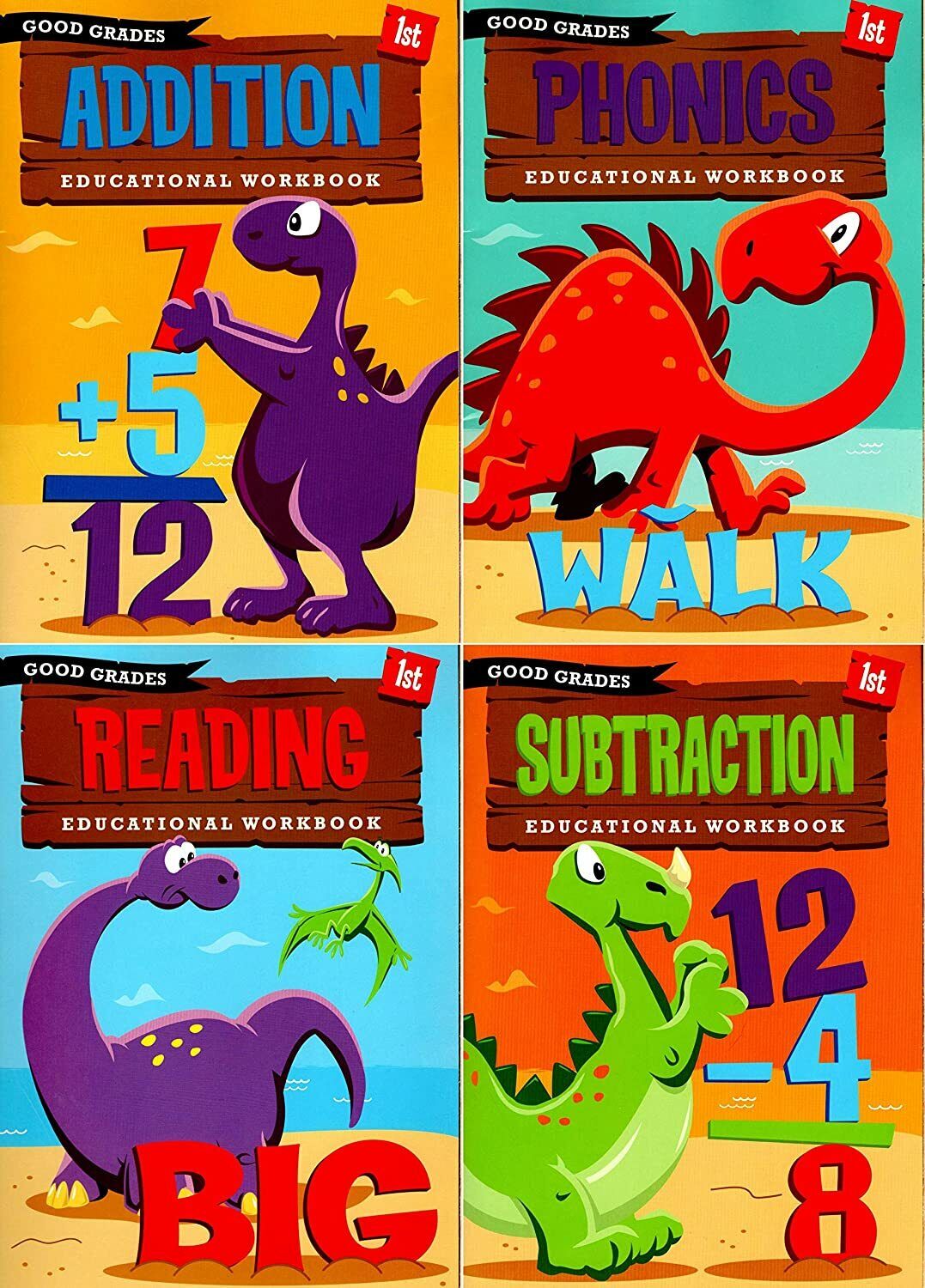 First Grade Educational Workbooks - Set of 4 Books - v2