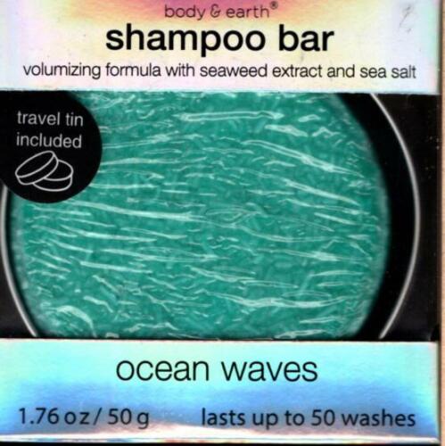 3 - Body & Earth Shampoo Bars Ocean Waves W/Travel Tin Up To 50 Washes Each NIB