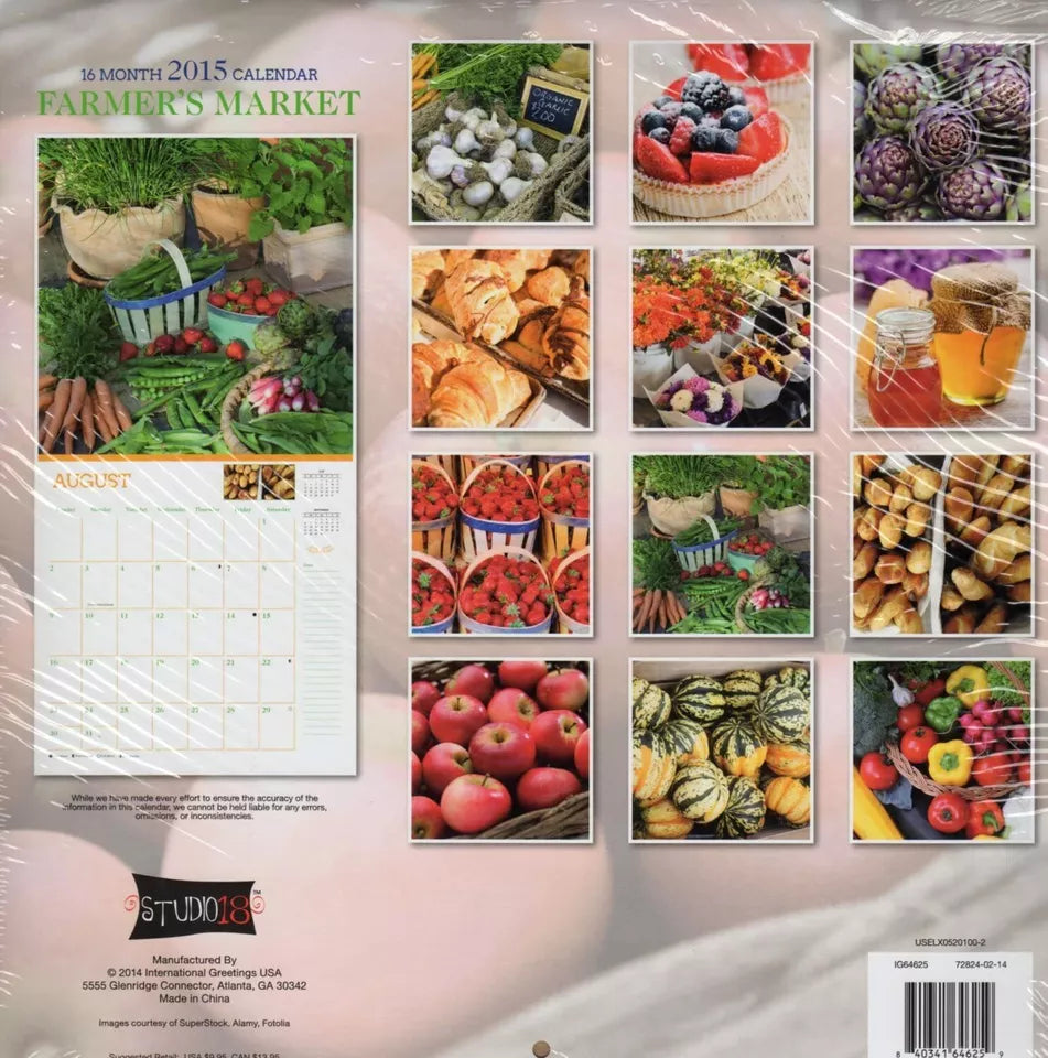 2015 16 Month Wall Calendar (Farmer's Market)