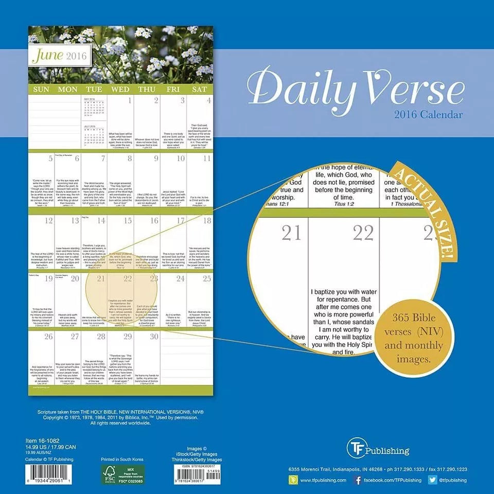 Daily Verse Wall Calendar by TF Publishing 2016