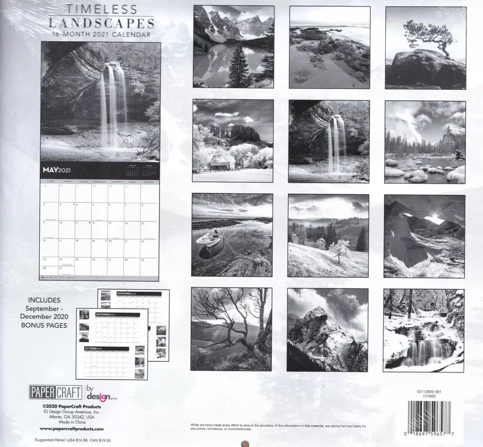 2021 16 Month Wall Calendar - Landscapes - with 100 Reminder Stickers