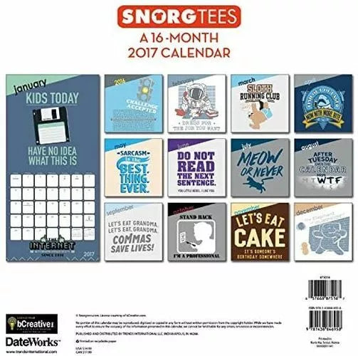 Snorg Tees Calendar 2017 -- Deluxe Snorg Tees Wall Calendar (12x12)