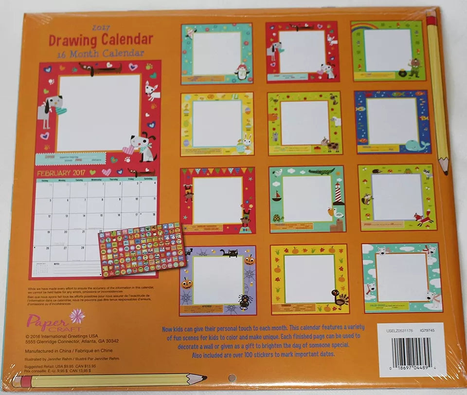 Paper Craft 2017 Kids Childrens 16 Month Calendar