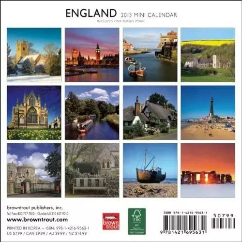 England 2013 Small Wall Calendar