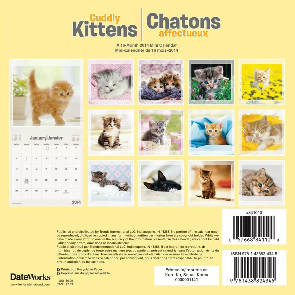 Cuddly Kittens 2014 Bilingual Mini Calendar