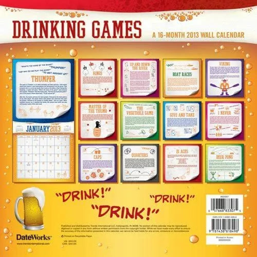 (12x12) Drinking Games 16-Month 2013 Wall Calendar