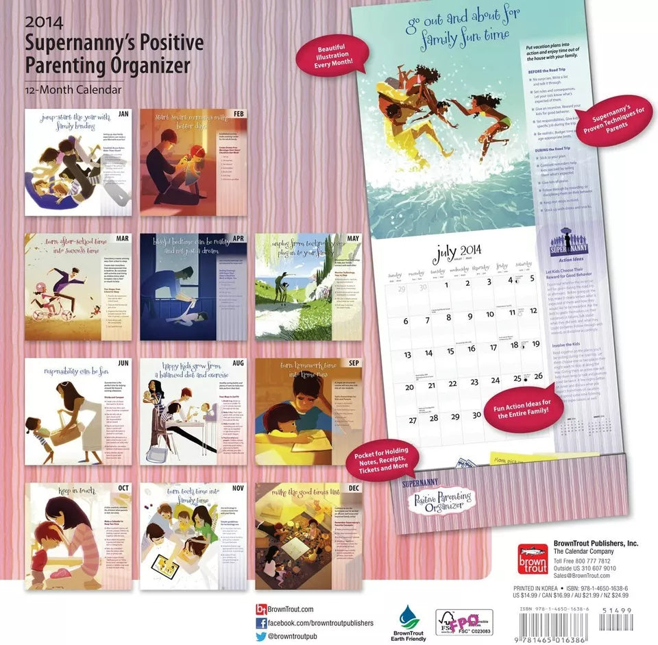 SuperNanny Positive Parenting Organizer 2014 Wall Calendar