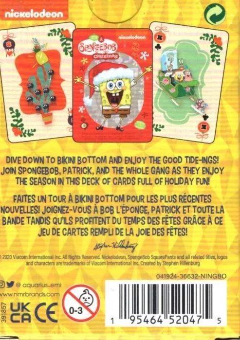 Nickelodeon SpongeBob Squarepants Christmas Playing Cards Sealed NEW! Free Ship!