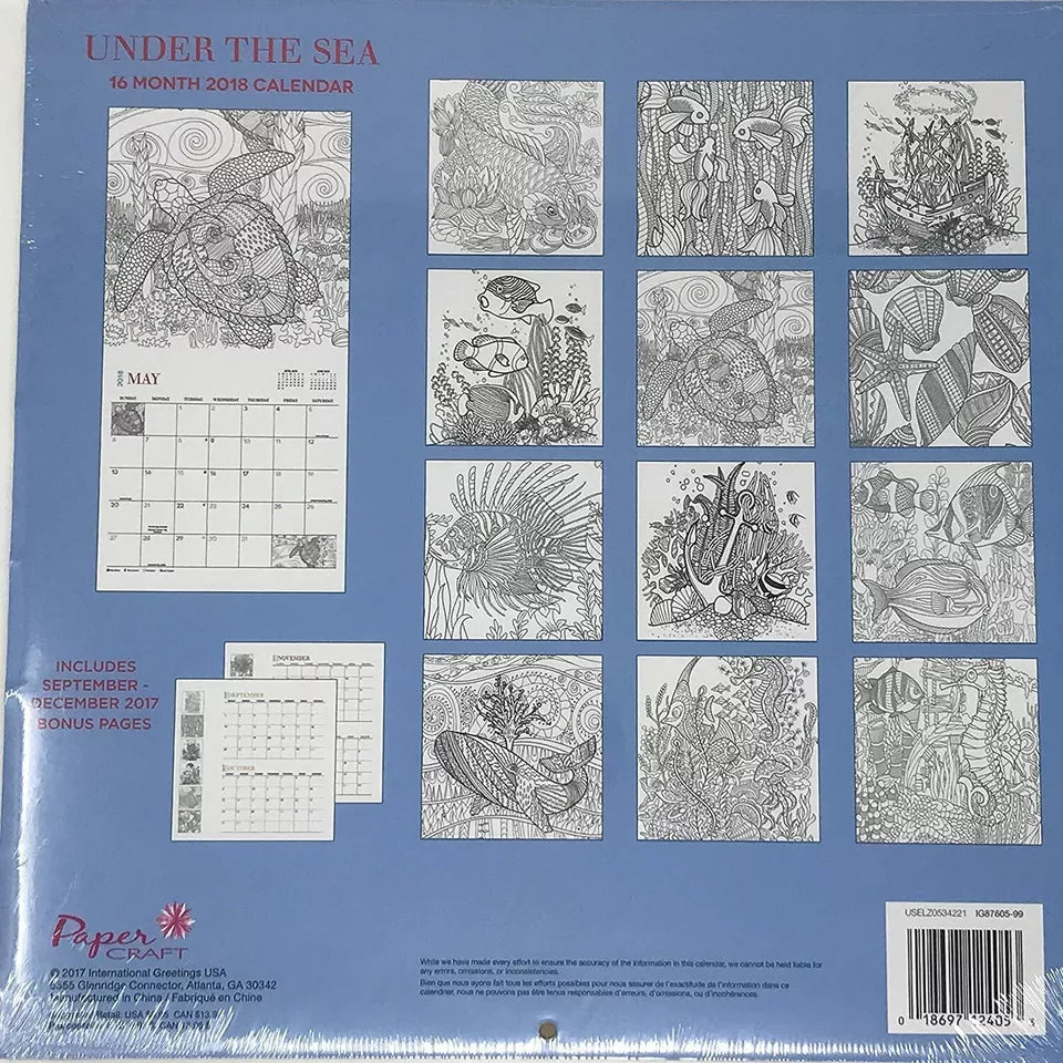Finding Solace Under The Sea 18 Month 2018 Calendar