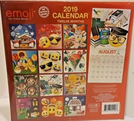 2019 Calendar Emoji 12 Month
