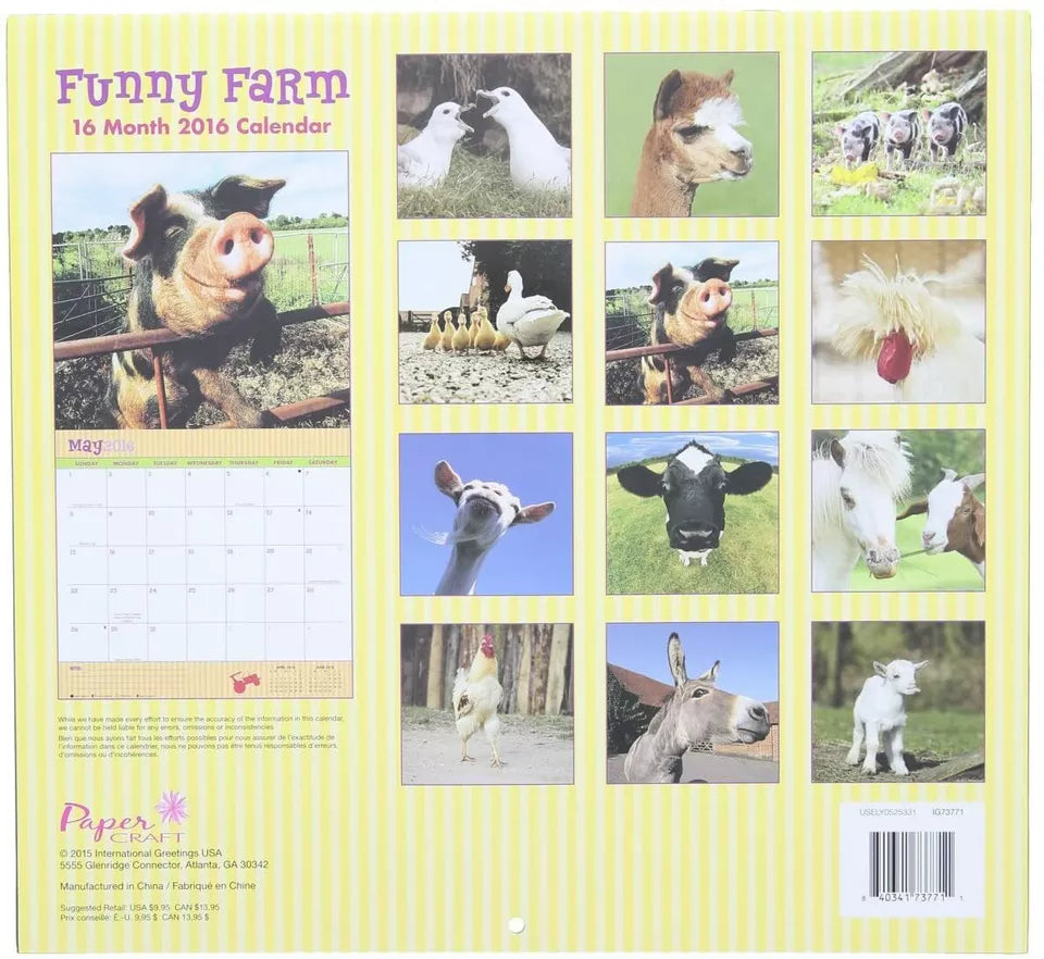 2016 Funny Farm 16 Month Wall Calendar